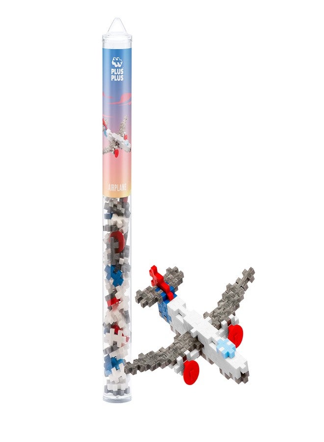 Plus-Plus Plus Plus Vehicle Building Block Kit, 3D Puzzle Stem Toy for Kids, 70 Interlocking Pieces - Airplane Mini Maker Tube - Image 1